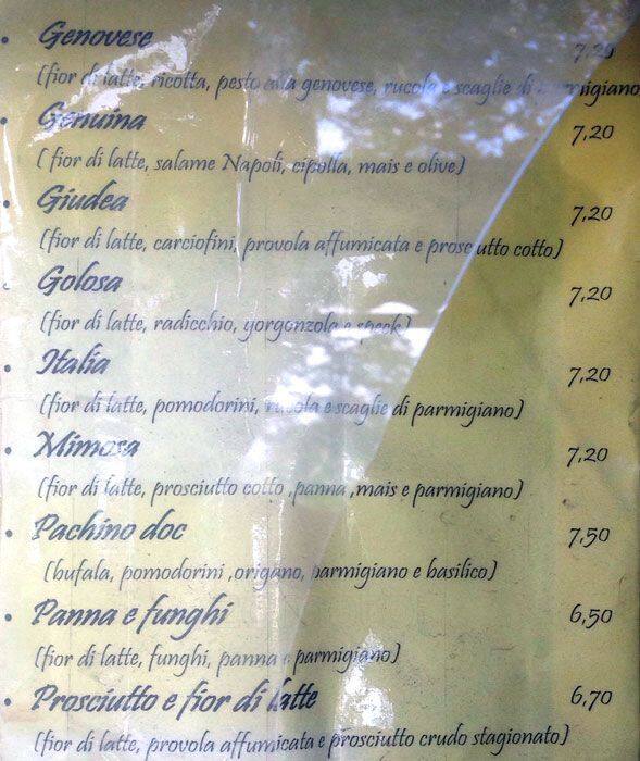 Menu di O Ciardin' E' Pulcinella 
