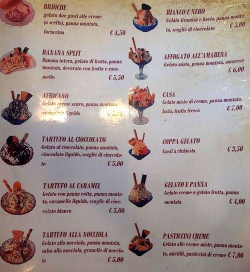 Menu di Gran Caffè Balduina 
