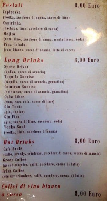 Menu di Gran Caffè Balduina 