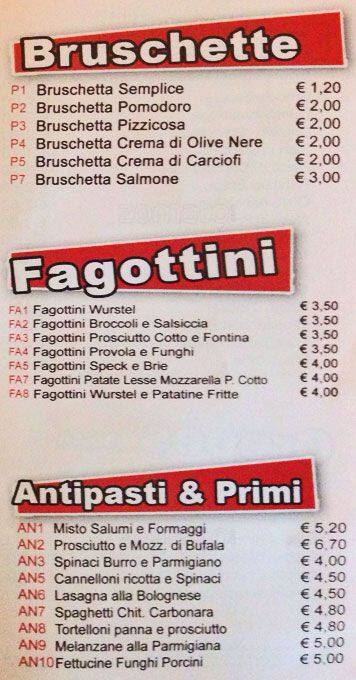 Menu di Pizza Sciara 