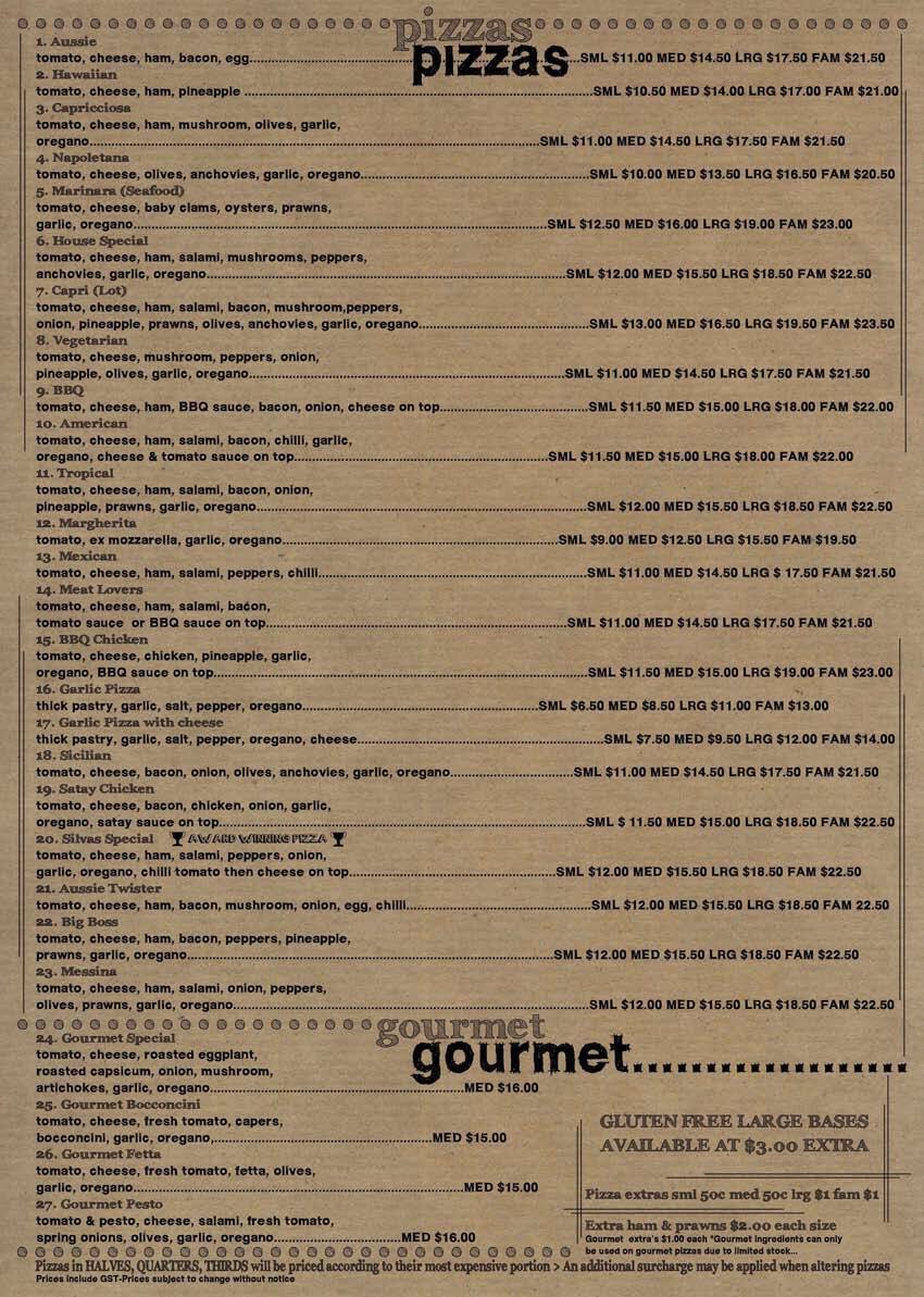 Menu at Shannon Pizza pizzeria, Geelong West