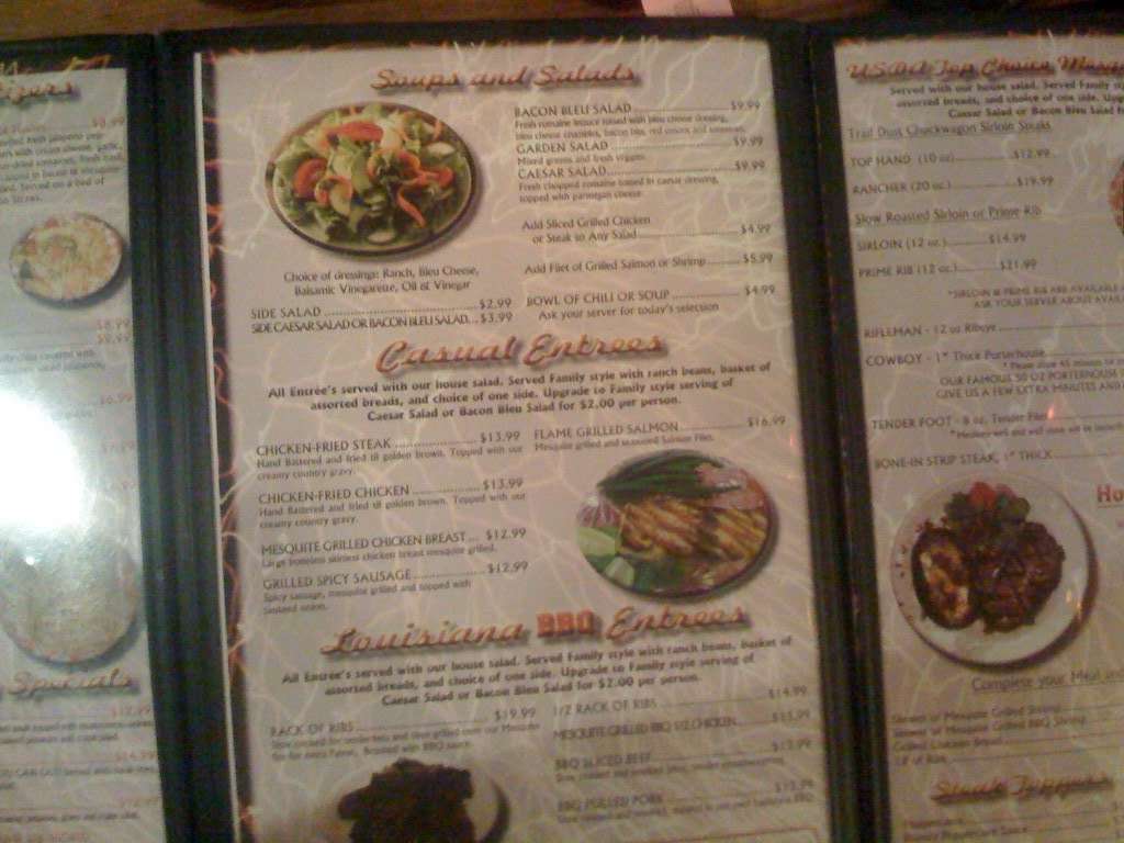 Trail Dust Steak House Menu, Menu for Trail Dust Steak House, Arlington