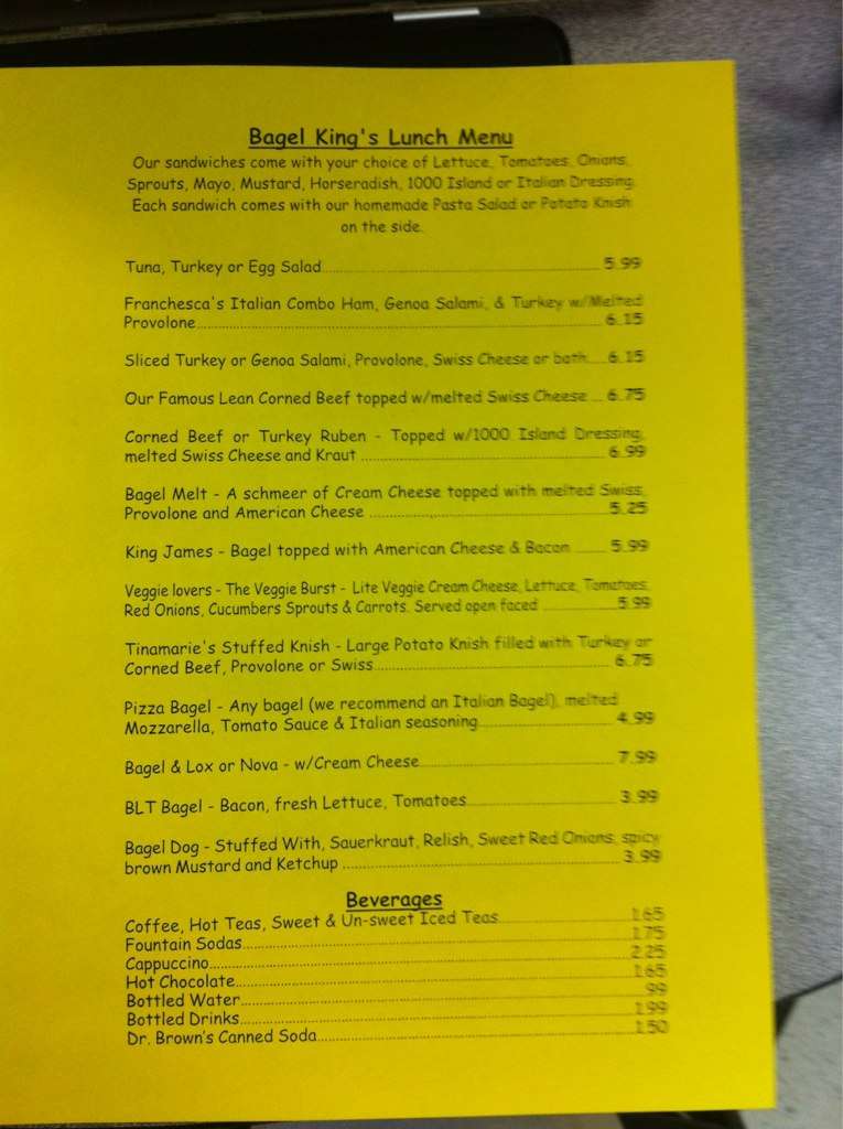 Menu at Bagel King Bakery, Deltona, 777 Deltona Blvd