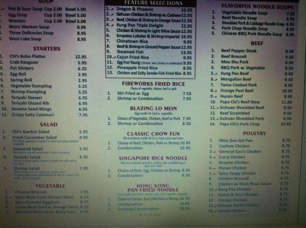 Chi's Bistro Menu, Menu for Chi's Bistro, Little Rock, Little Rock