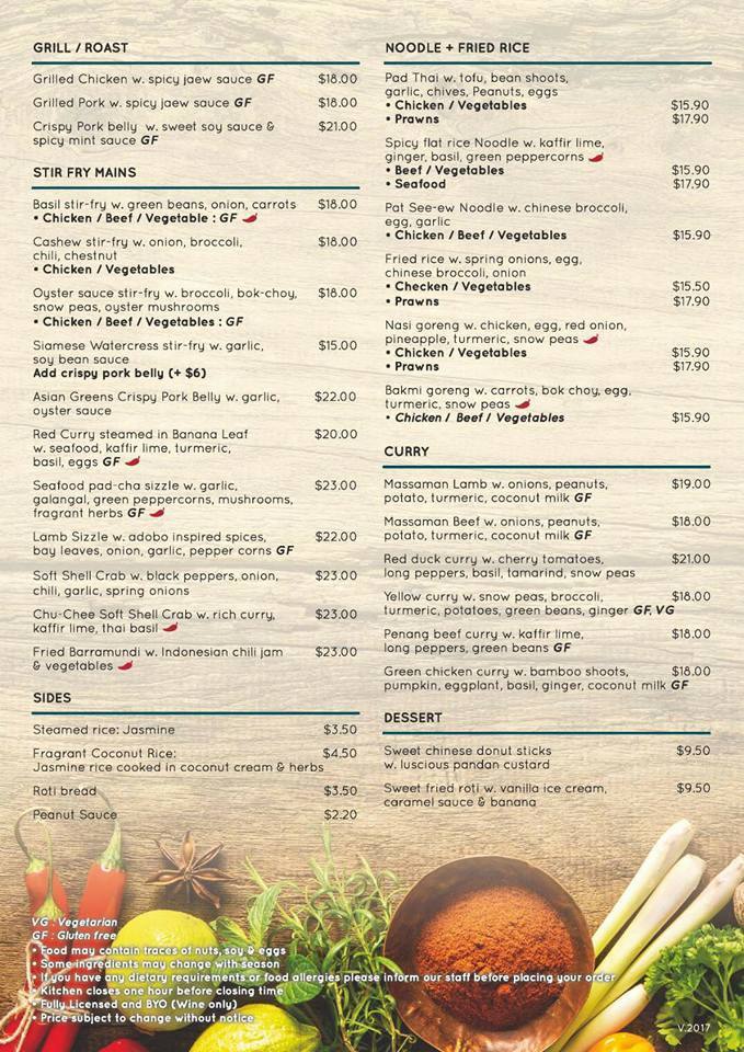 Menu at Rice Scoop restaurant, Sunbury