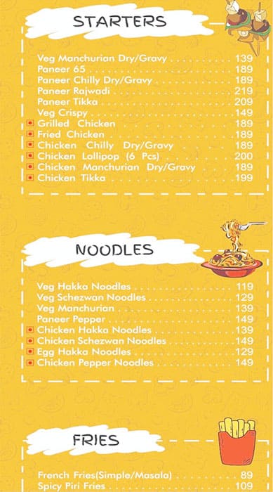 Menu of Order N Eat, Airport Gandhinagar Highway, Gandhinagar