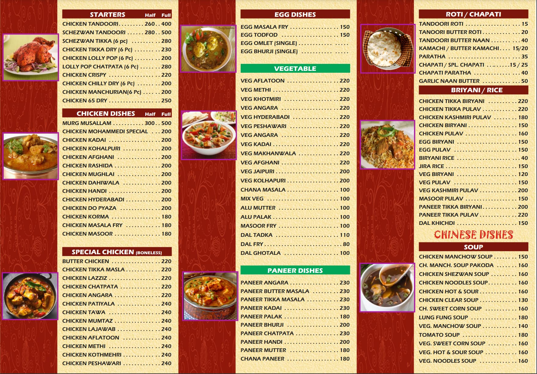 Menu of Cafe Mohammadi, Bandra Talao, Bandra West, Mumbai