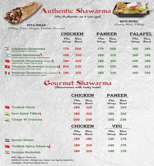 Shawarma Factory Menu, Menu for Shawarma Factory, Near Andheri West