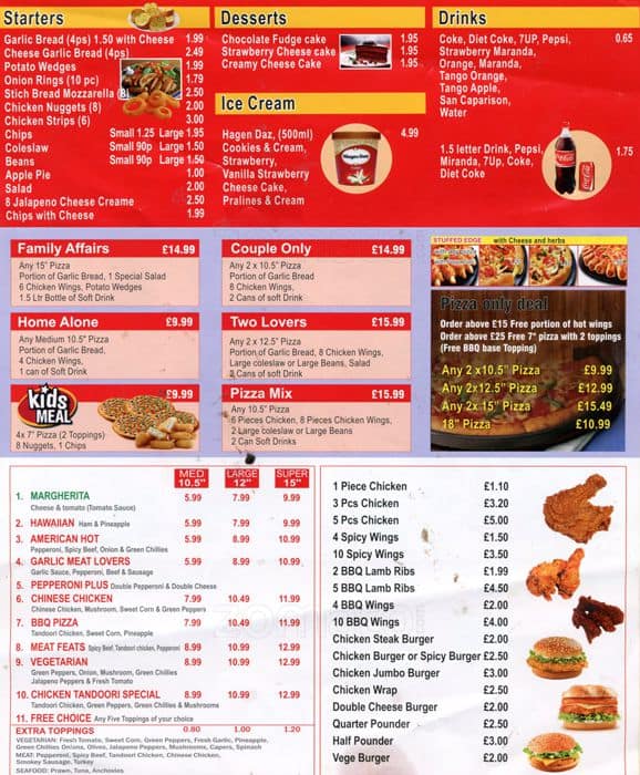 Sunny Pizza and Chicken Menu, Menu for Sunny Pizza and Chicken ...