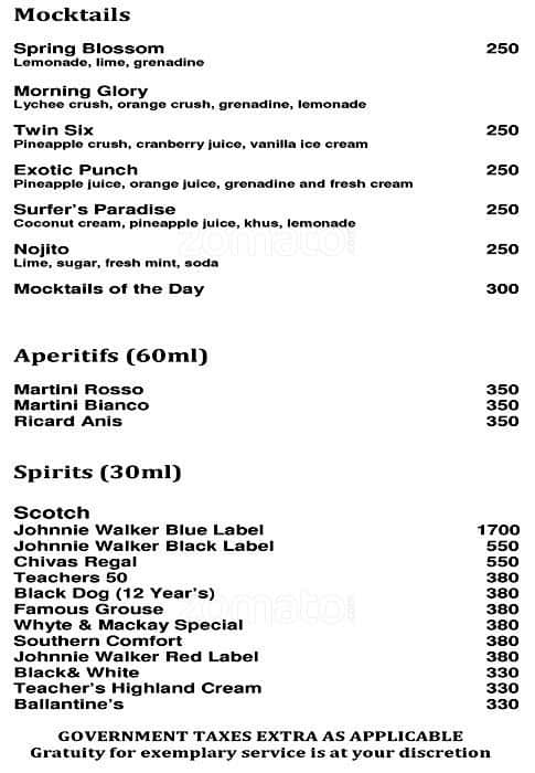 Blinque menu