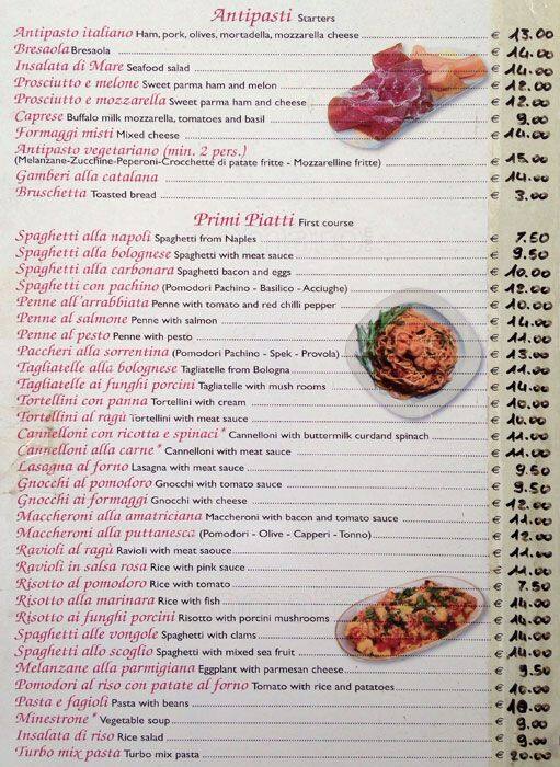 Menu di Alle Muratte 97 S.R.L. 