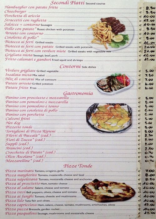 Menu di Alle Muratte 97 S.R.L. 