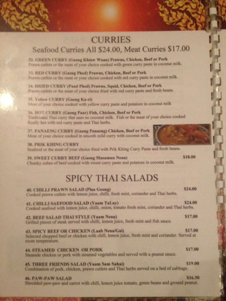 Menu at Wild Rice Laos & Thai Cuisine restaurant, South Townsville