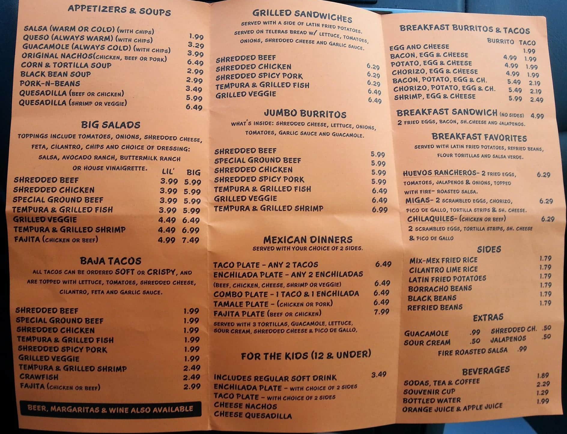 Fuzzy s Taco Shop Menu Menu For Fuzzy s Taco Shop Beaumont Beaumont 