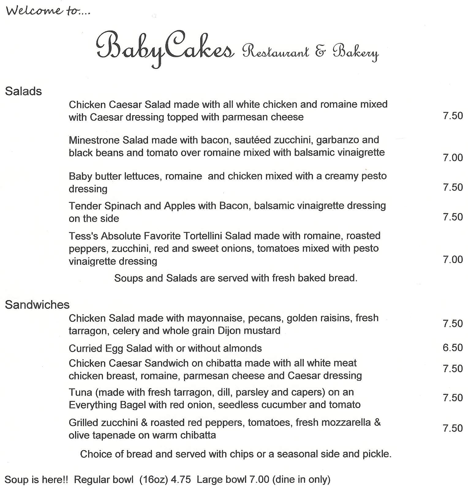 BabyCakes Restaurant & Bakery Menu Urbanspoon/Zomato