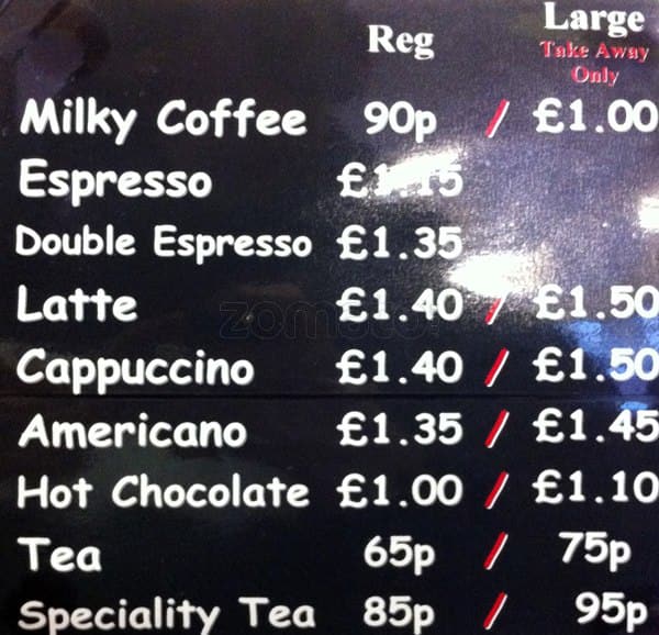 Menu at Cafe, London, 665 High Rd Leytonstone