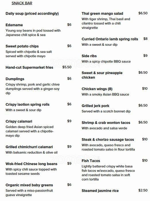 Supermarket menu