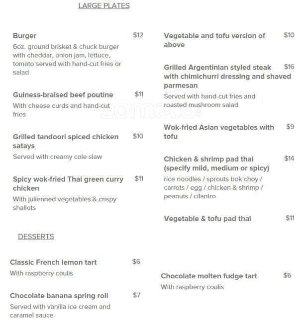 Supermarket menu