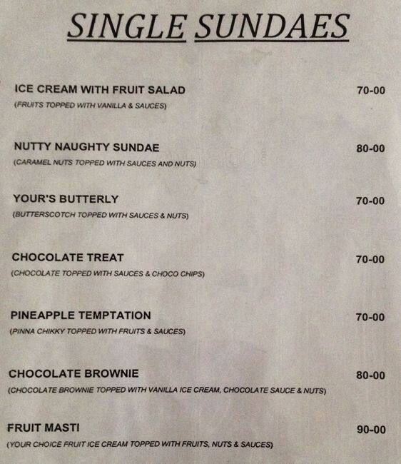 Menu at Madhurima Scoops Ice Cream, Hyderabad, Kolan Harita Complex