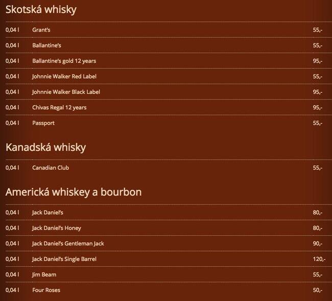 Menu at Beer Garden Riegrovy Sady pub & bar, Prague