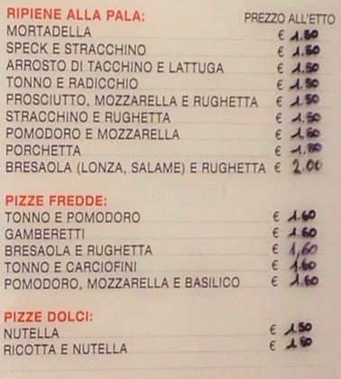 Menu di Alice Pizza 