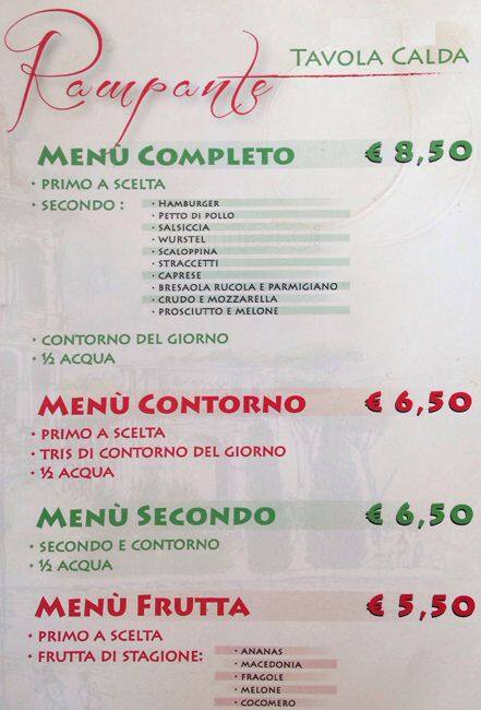 Menu di Bar Il Barone Rampante 