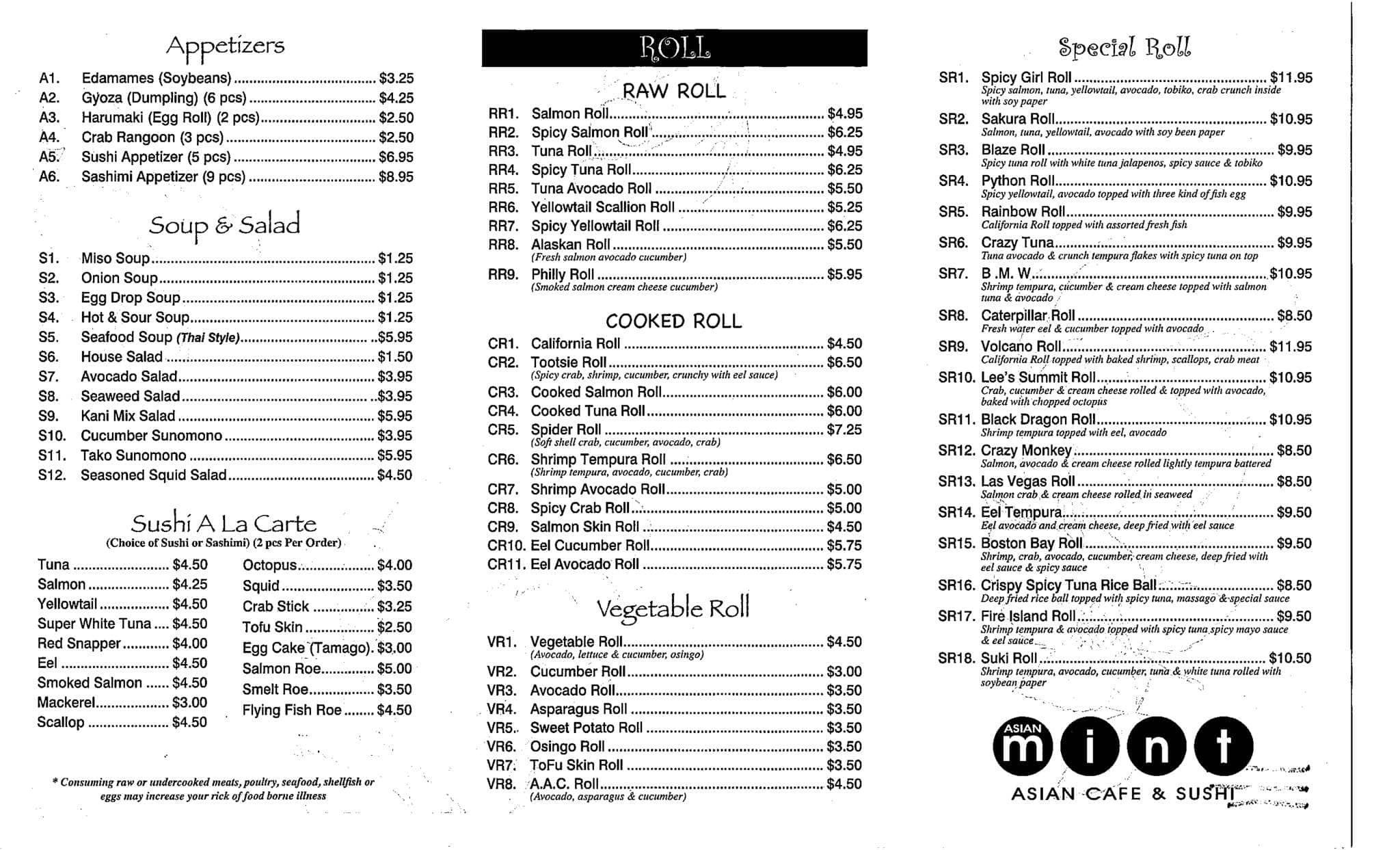 Mint Asian Cafe & Sushi Menu Urbanspoon/Zomato