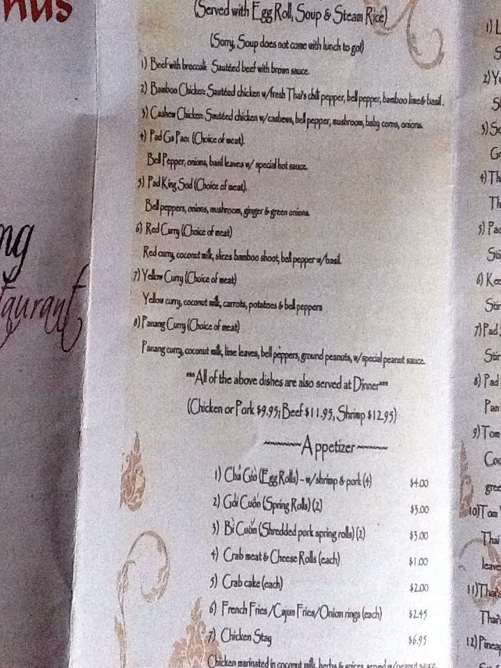 Menu at kim long restaurant, Biloxi