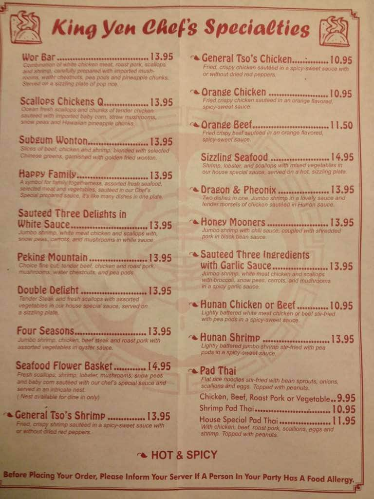 Menu At New King Yen Too Chinese Restaurant Southwick