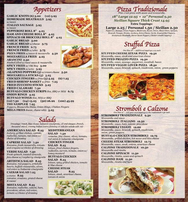 Artistic Pizzeria Menu, Menu for Artistic Pizzeria, Doylestown, Bucks ...