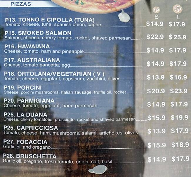 Tarantini Pizza Menu Clifton Hill