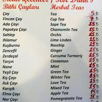 menu for asterya cafe taksim istanbul