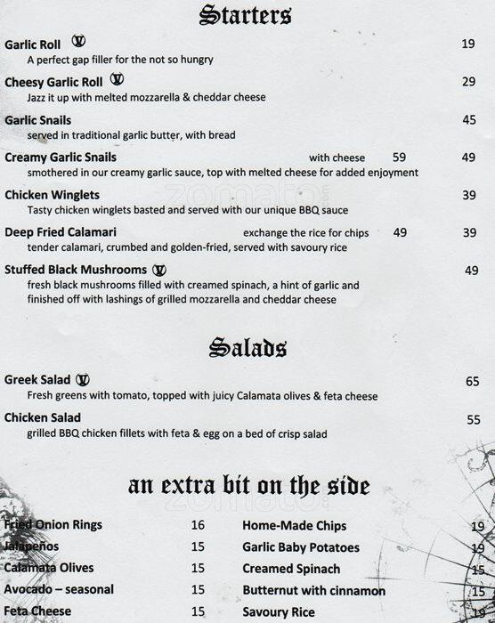 Pirates Steakhouse & Pub Menu Zomato SA