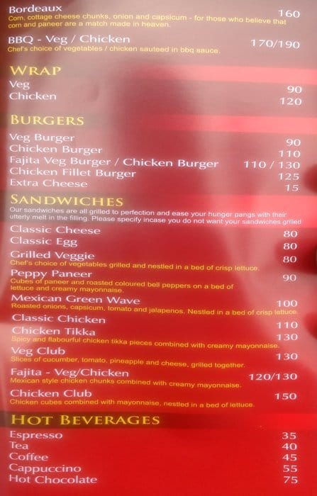 Mellow cafe menu