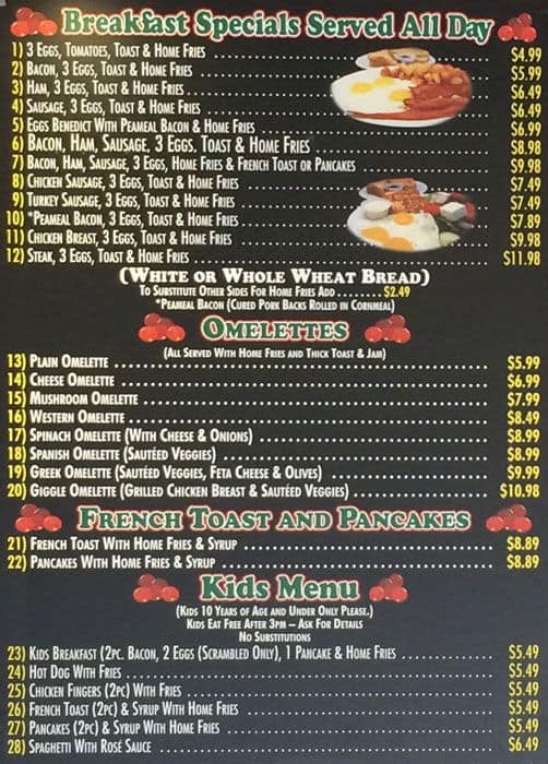 Giggling Tomatoes Menu, Menu for Giggling Tomatoes, Brampton, Toronto