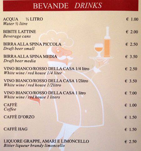 Menu di La Cuccagna 