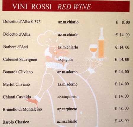 Menu di La Cuccagna 
