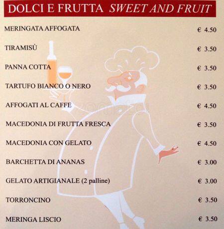 Menu di La Cuccagna 