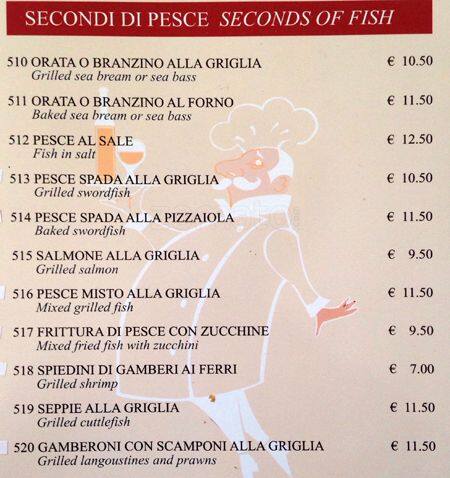Menu di La Cuccagna 