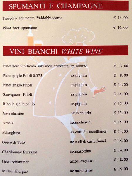 Menu di La Cuccagna 