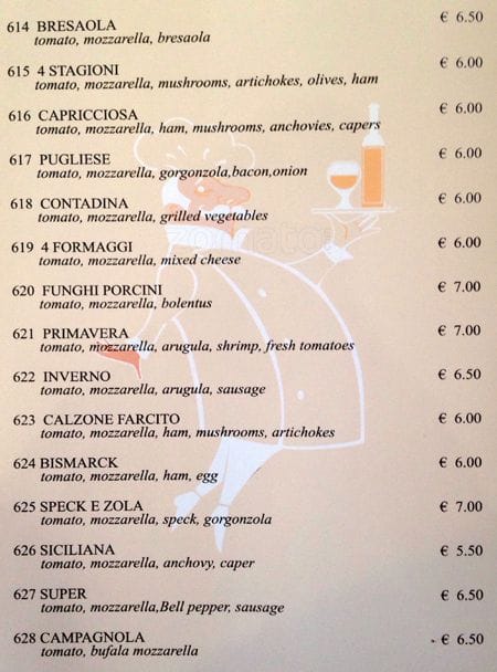 Menu di La Cuccagna 