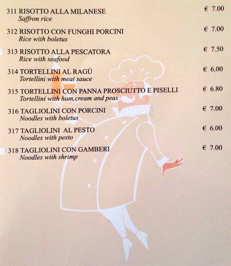 Menu di La Cuccagna 