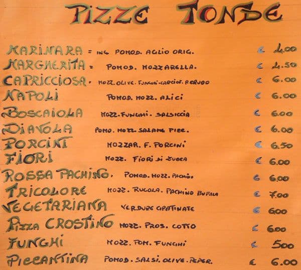 Menu di Pizza Fucini Roma 