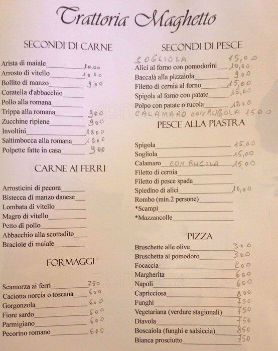 Menu di Maghetto 
