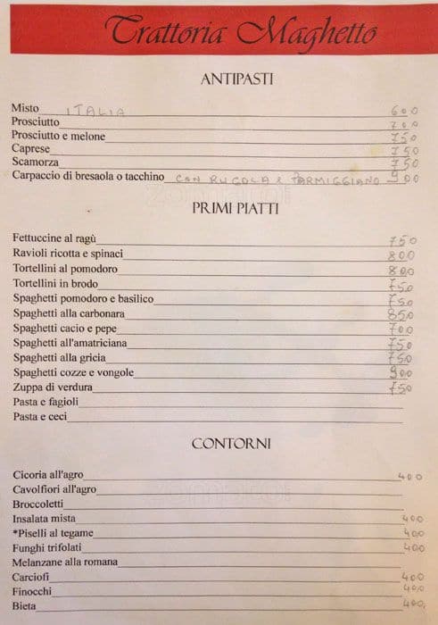 Menu di Maghetto 