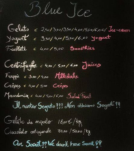 Menu di Blu Ice 