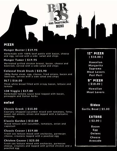 Bar 138 on Barrack menu