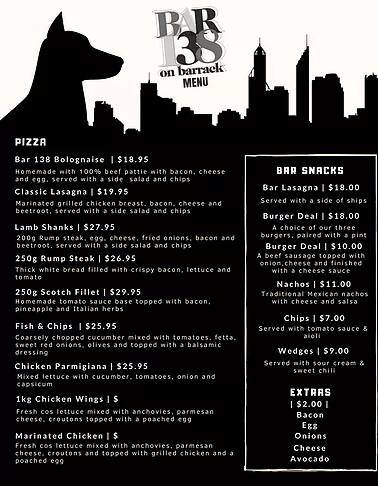 Bar 138 on Barrack menu