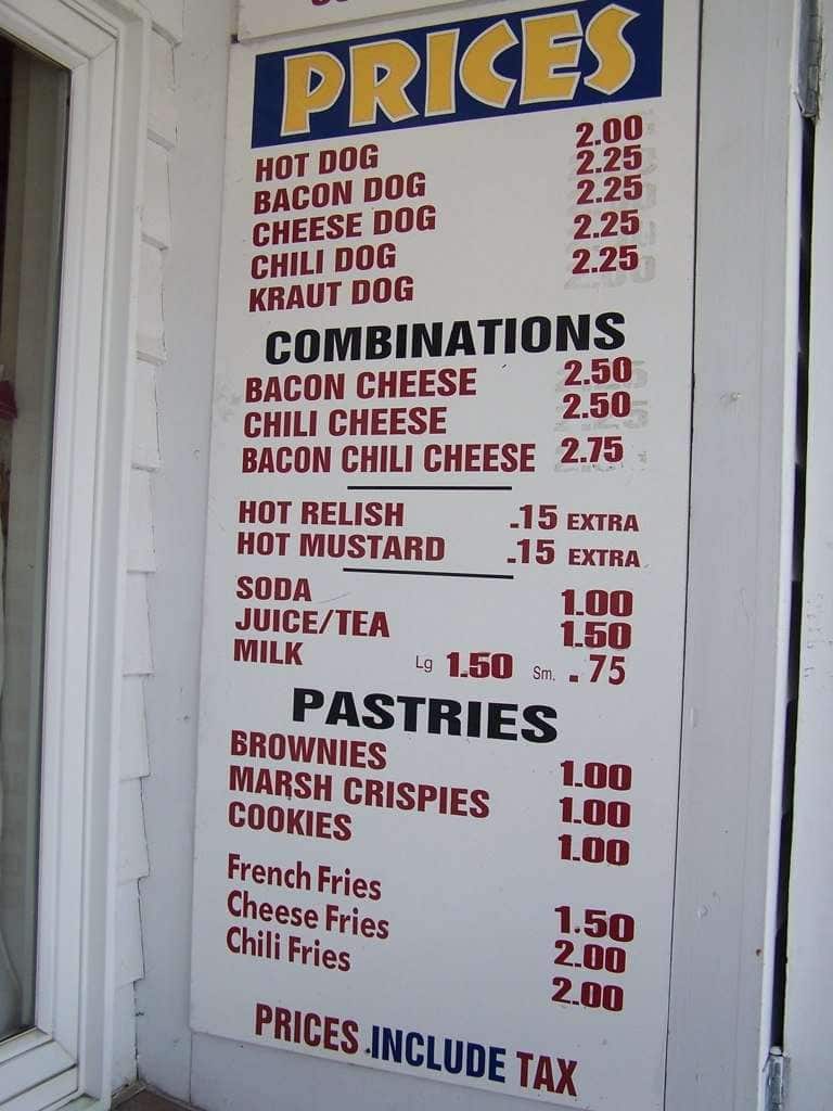 Menu at Wasses restaurant, Rockland