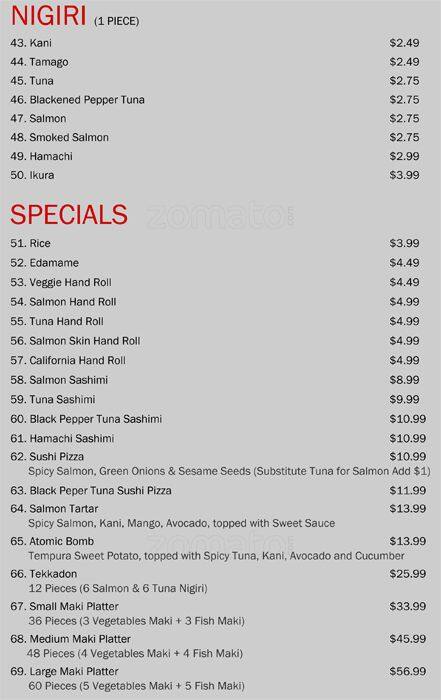 D-Lite's menu